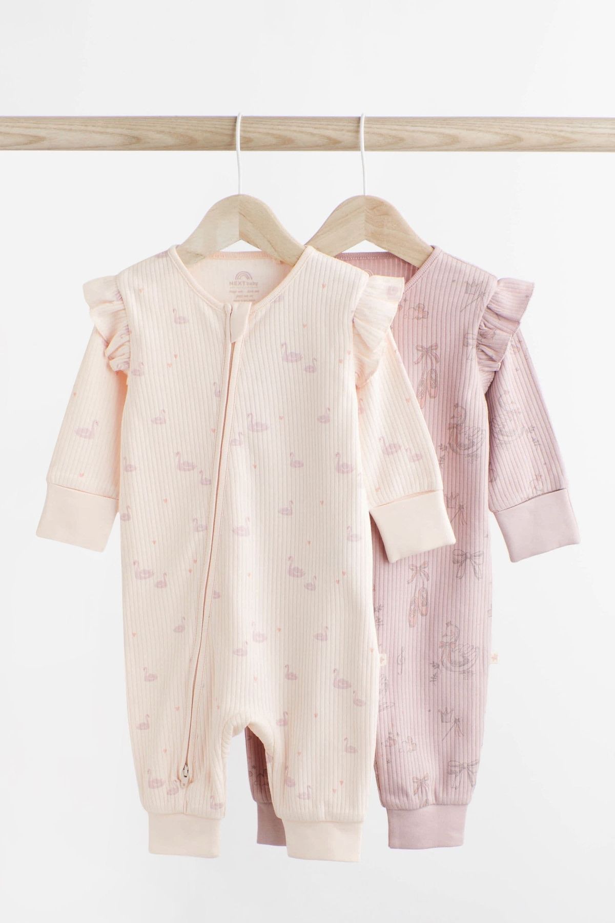 Next Baby 100 Cotton Pink Ballerina Detailed Jumpsuit Set of 2