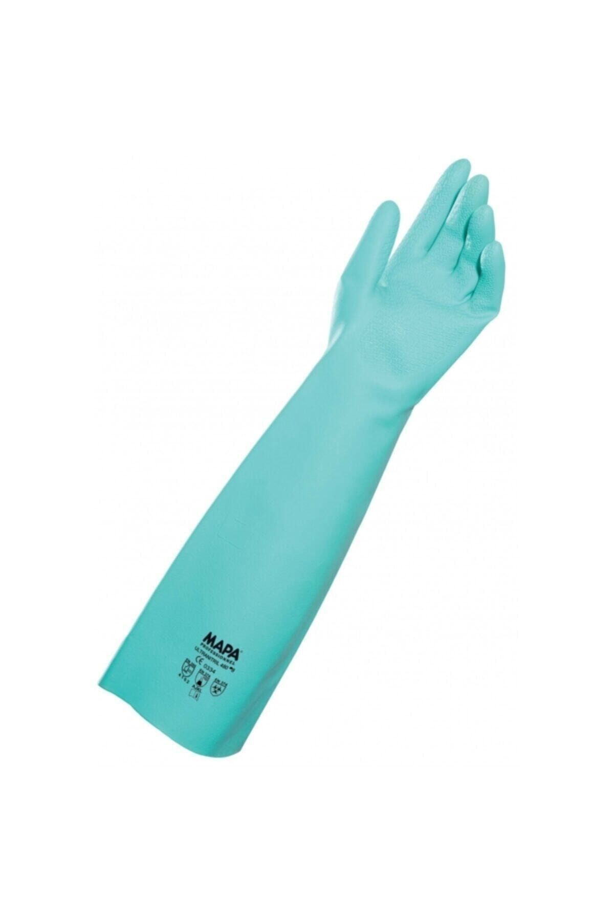 mapa ultranitril 480 no 9 kimyasal koruma eldiveni uzunluk 46cm tiner ve solvente dayanikli large fiyati yorumlari trendyol