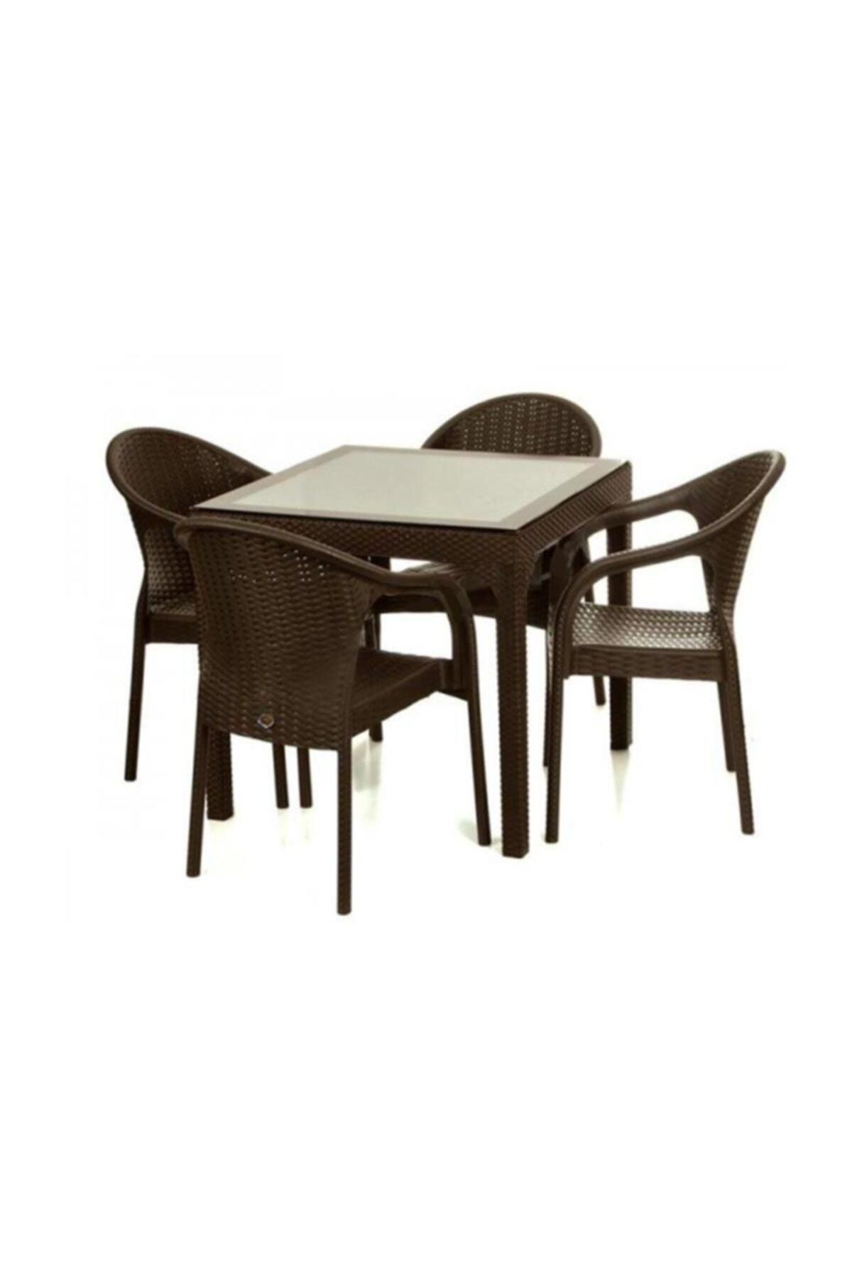 holiday ege rattan camli bahce balkon masa takimi 4 sandalyeli fiyati yorumlari trendyol