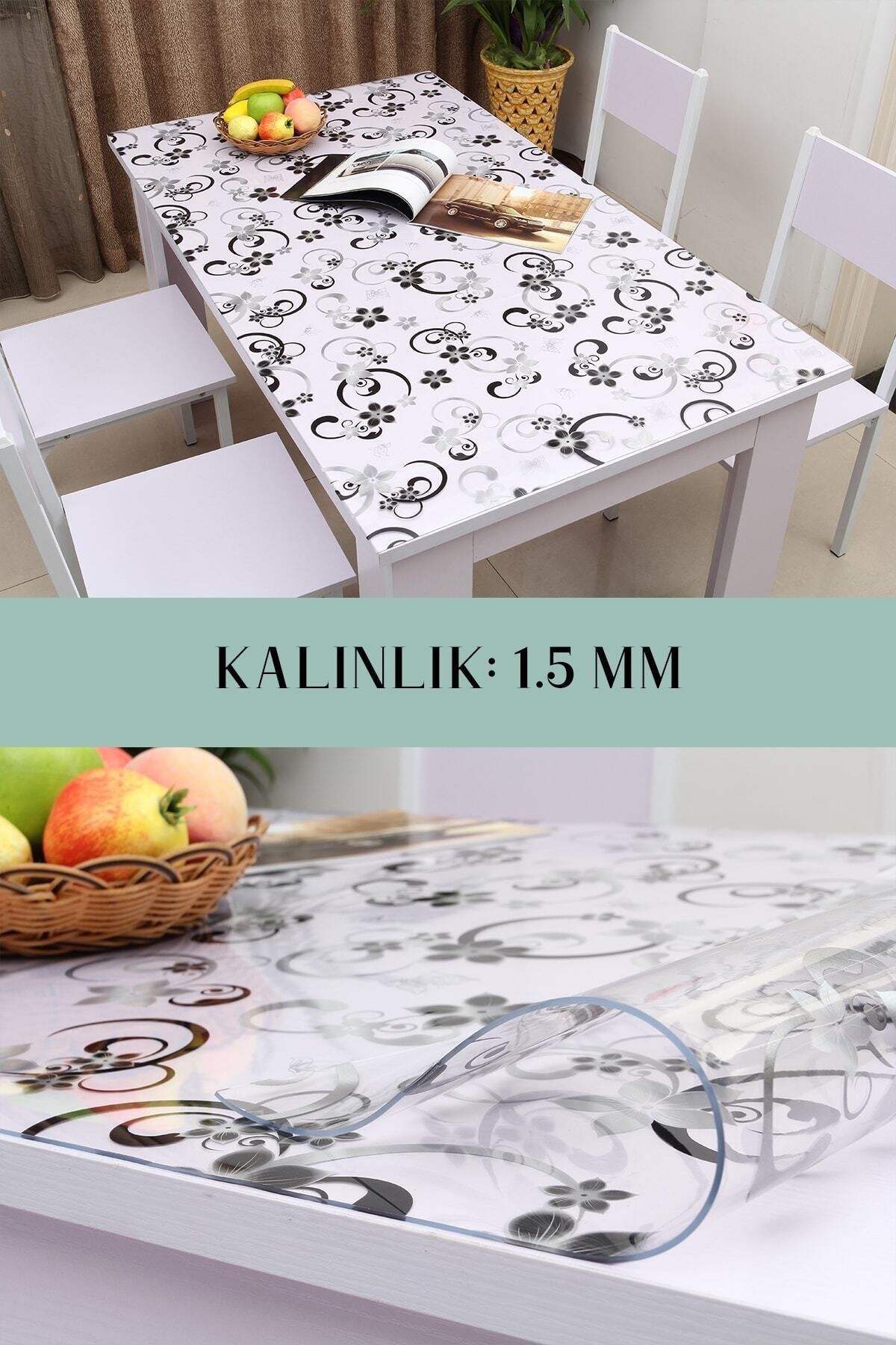 nurteks home siyah cicek figurlu seffaf kalin masa ortusu pvc 90cm fiyati yorumlari trendyol