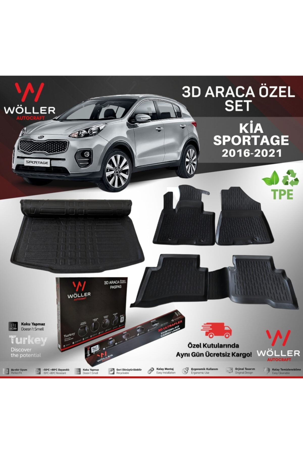 woller kia sportage paspas bagaj havuzu 2016 2021 arasi 3d ultraflex set fiyati yorumlari trendyol