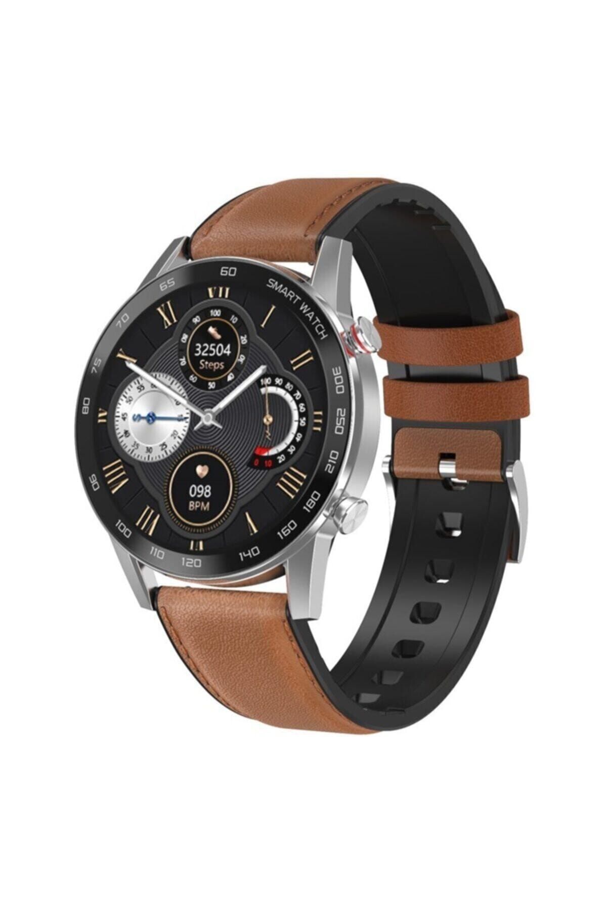 akilli saat cagri arama cevaplama ozellikli bluetooth ios android huawei uyumlu kahverengi kordon