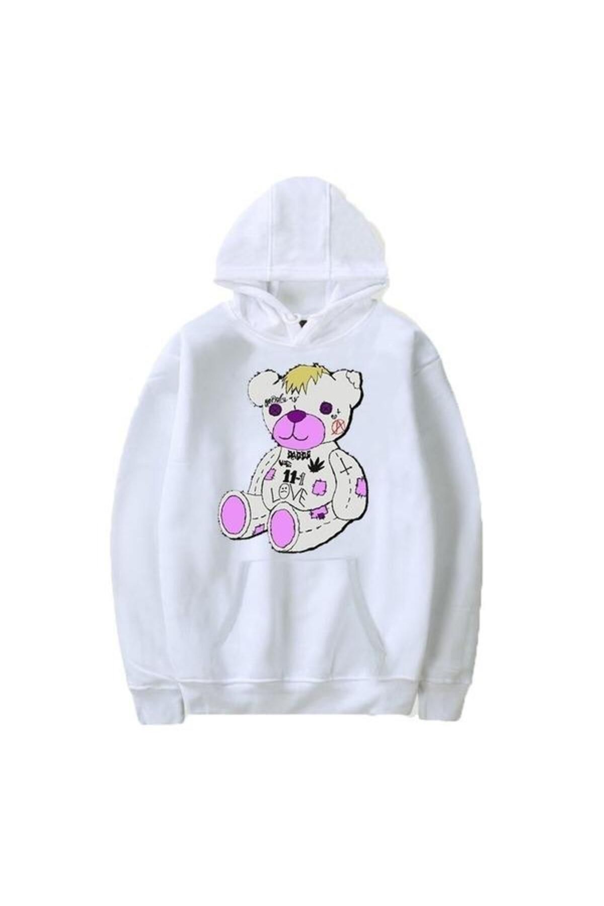 Vordevia Lil Peep Bear Pritned Hoodie Hooded Trendyol