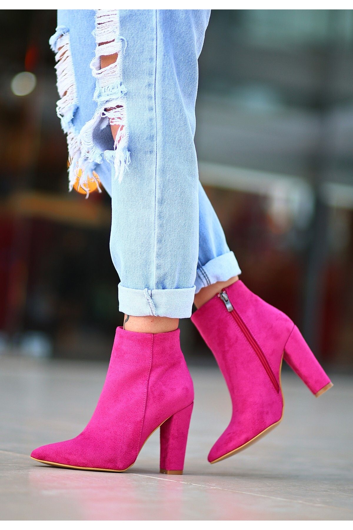 Fuchsia pink clearance ankle boots