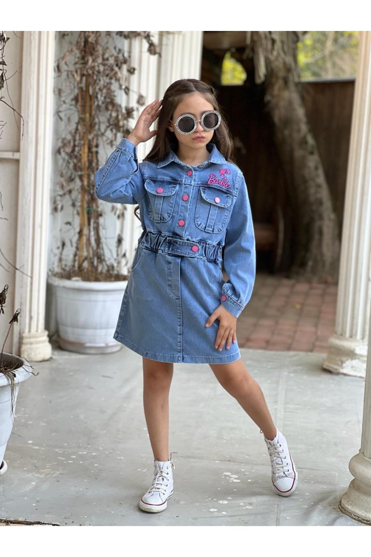 Denim dress in the style hotsell