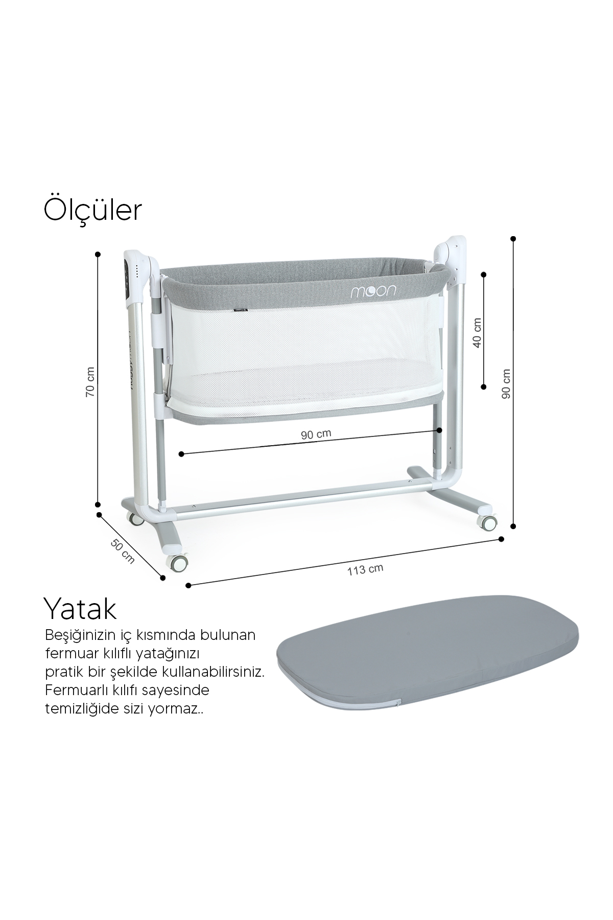 گهواره هوشمند ماه – گهواره گهواره ای تاب دار خودکار، حسگر، کنترل شده کنار مادر