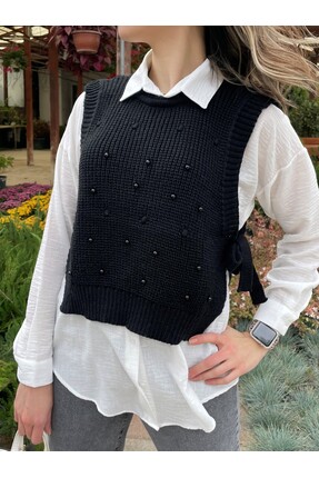 Inci Detaylı Yandan Bağlamalı Süveter Image 0