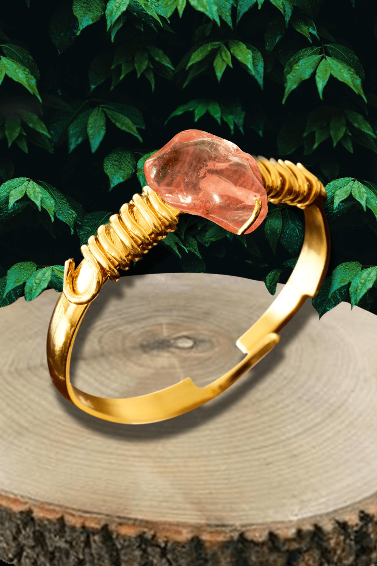 Tesbih At lyesi Certified Broken Stone Gold Model Rose Quartz