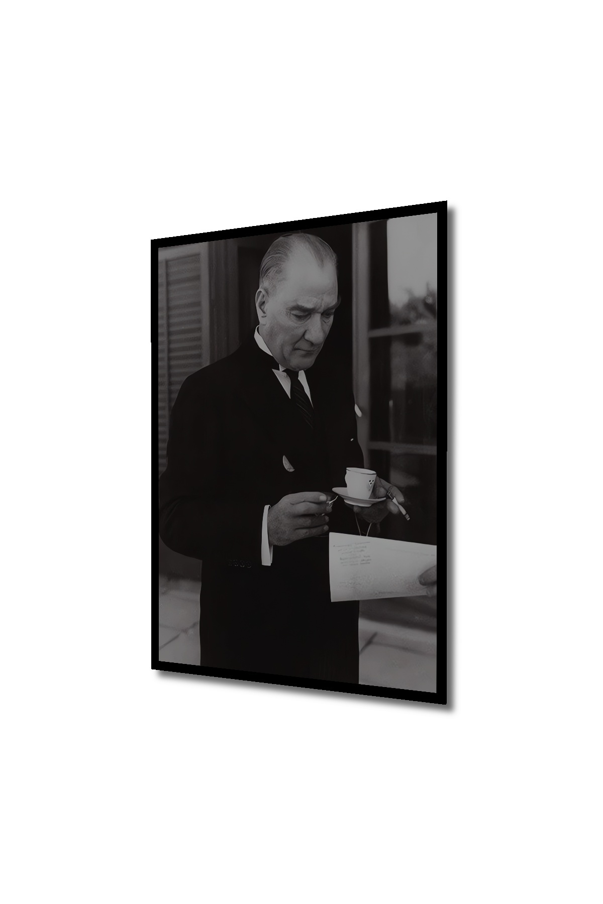 نقاشی چوبی آتاتورک نقاشی پرتره آتاتورک 188 نمای قاب نقاشی دکوراسیون دیوار عمودی