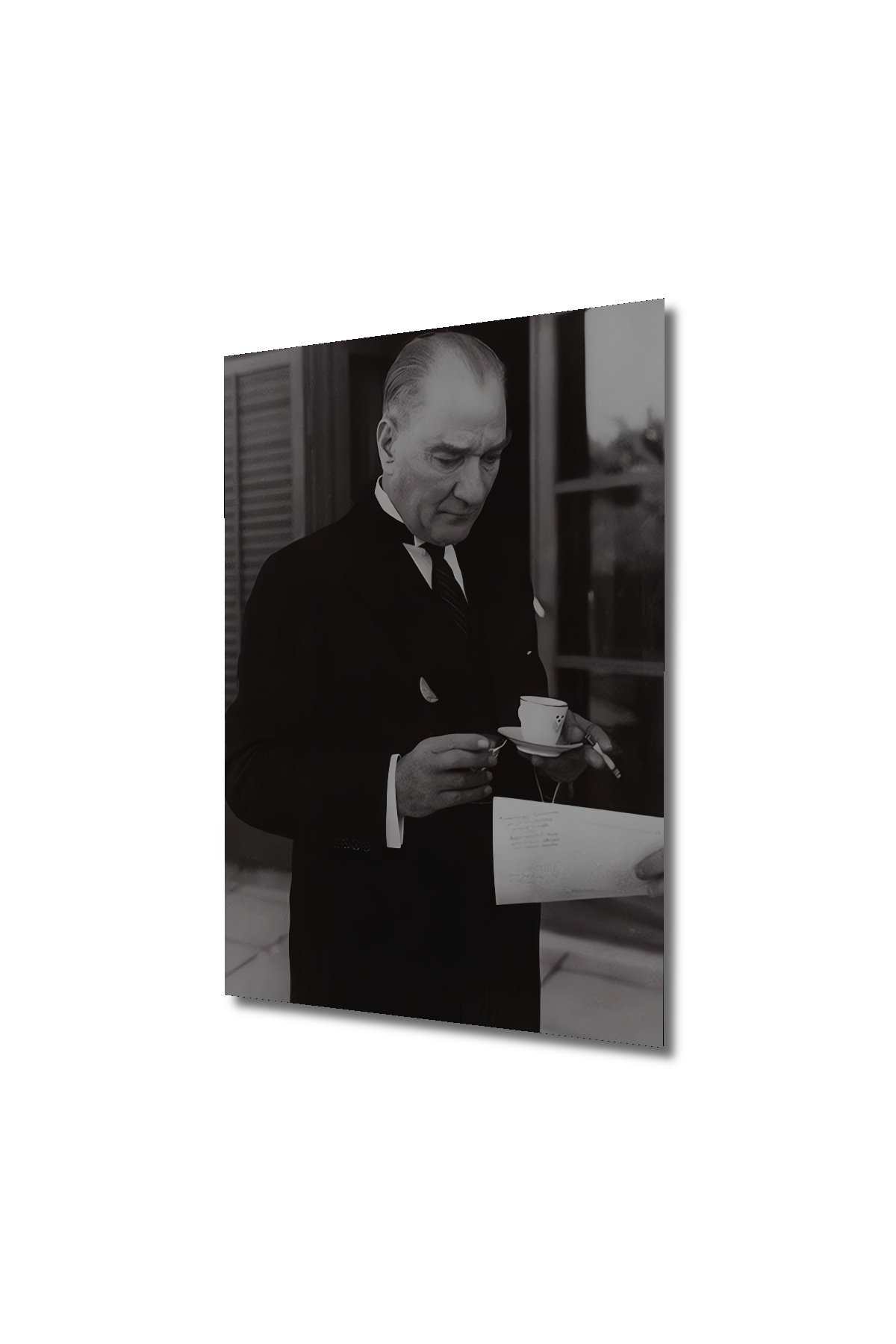 نقاشی چوبی آتاتورک نقاشی پرتره آتاتورک 188 نمای قاب نقاشی دکوراسیون دیوار عمودی