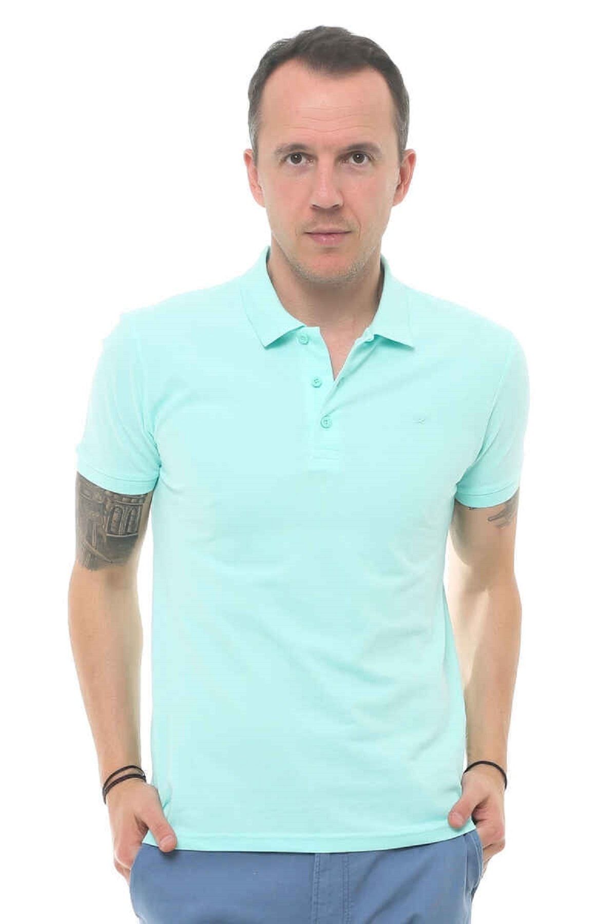 Cazador Men s Polo Neck T shirt 4613 Aqua Green Trendyol