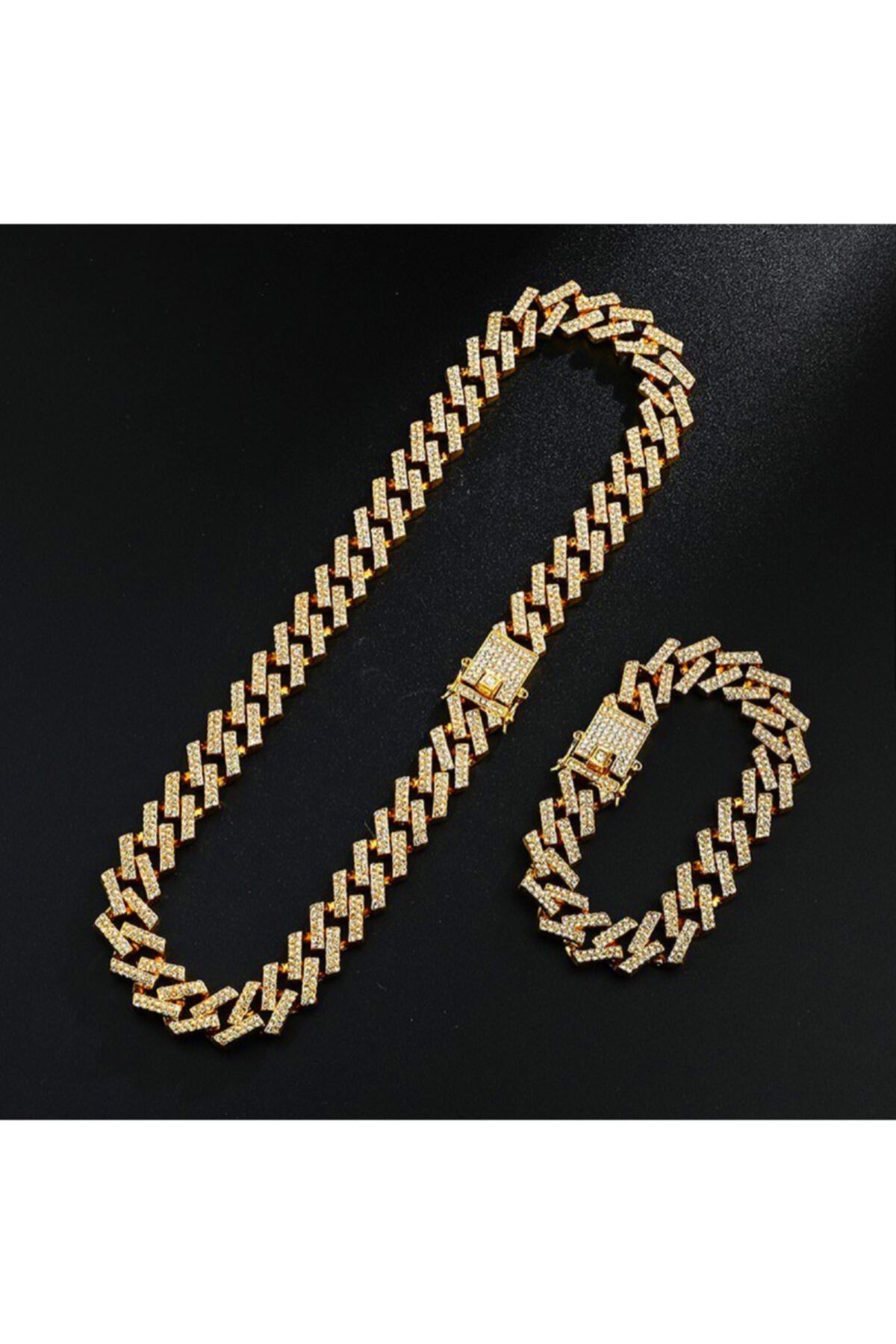 TAKIKRALI Cuban Chain Taşlı Altın Modeli