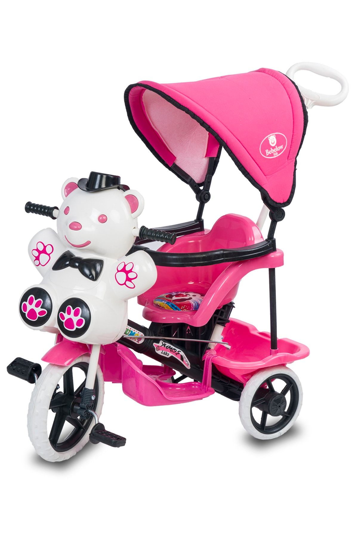 bebelovv cocuk pembe yumos itmeli ebeveyn kontrollu tenteli 3 tekerlekli panda bisikleti fiyati yorumlari trendyol