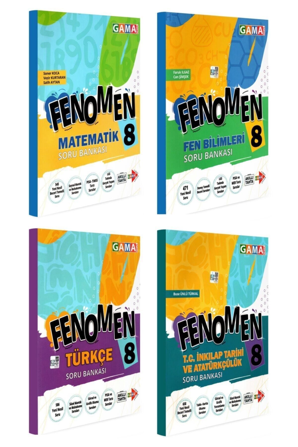 gama yayinlari gama 8 sinif fenomen matematik fen turkce inkilap soru bankasi seti 4 kitap 2020 2021 fiyati yorumlari trendyol