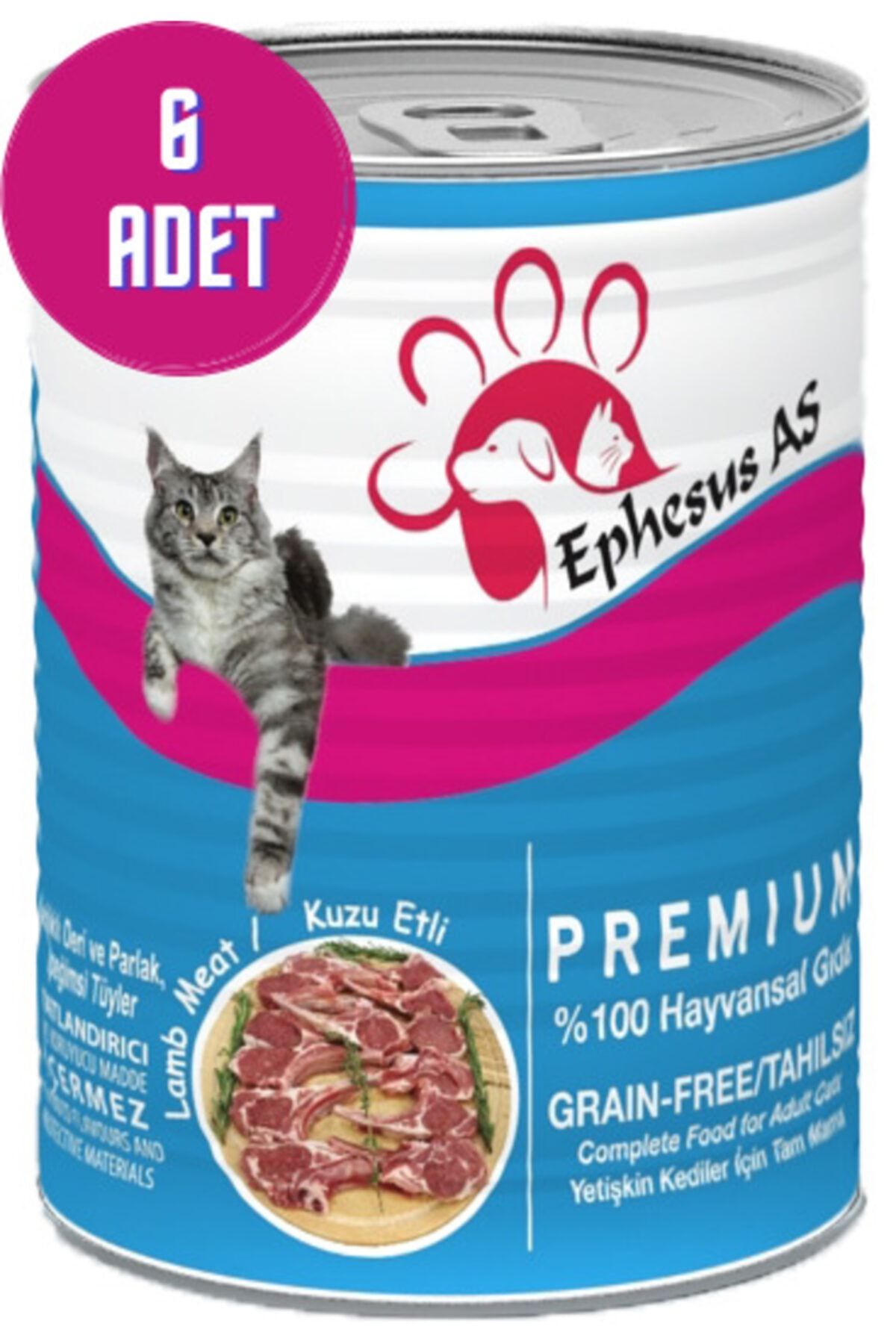 ephesus as kuzu etli premium kedi konservesi yas mama 415 gr x 6 adet fiyati yorumlari trendyol