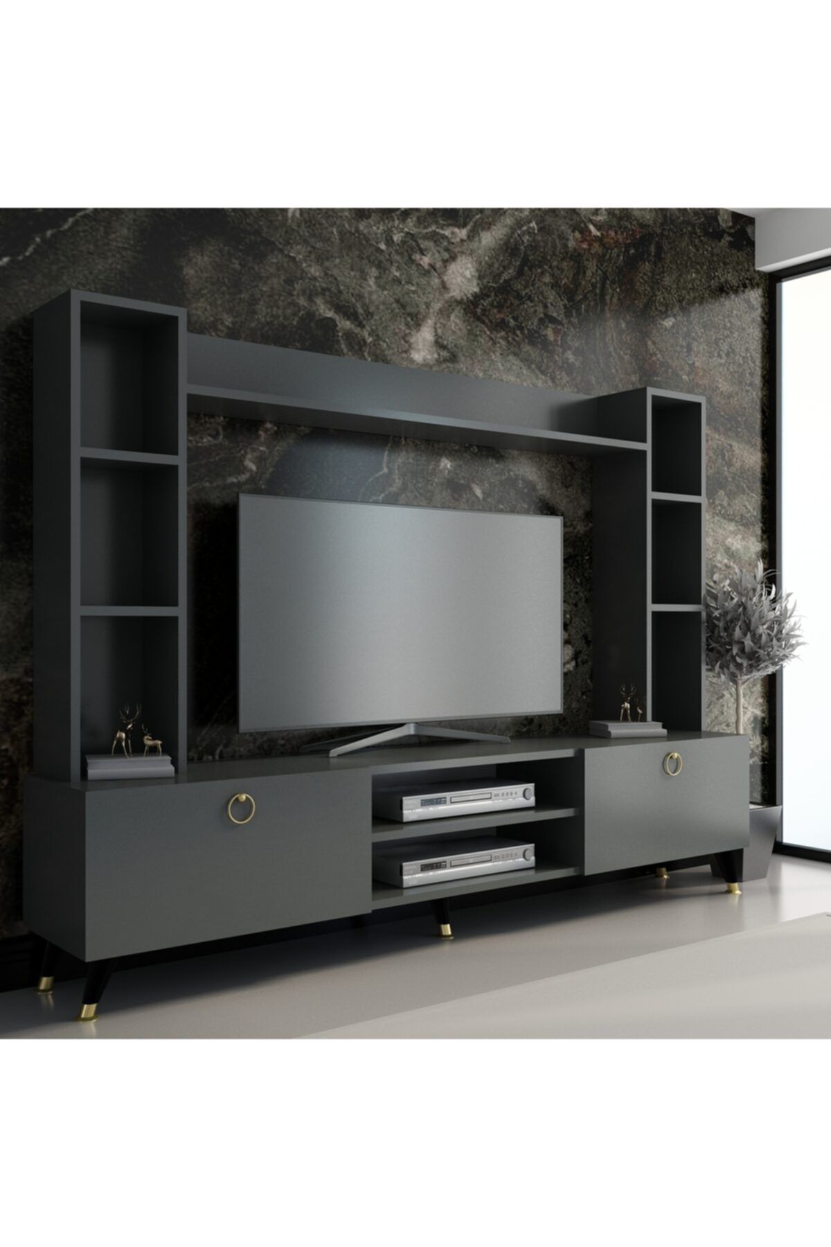 MOBİLYA GEZEGENİ Antrasit Gold Tv Ünitesi