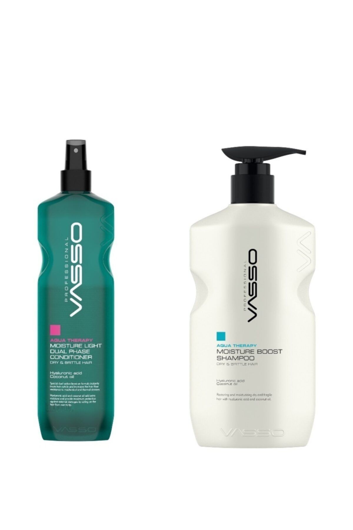 VASSO WOMEN Kuru Saçlar Için Hyaluronic Acid Nem Yükleme Ve Onarıcı Bakım Seti-şampuan 500ml-Sprey Krem 460ml