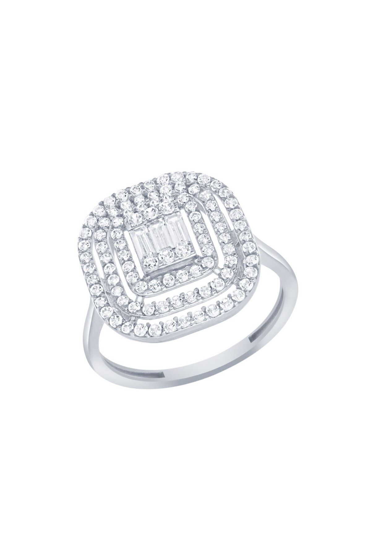 Diamond LineGülaylar Beyaz Altın 14 Ayar Baget Taşlı Yüzük
