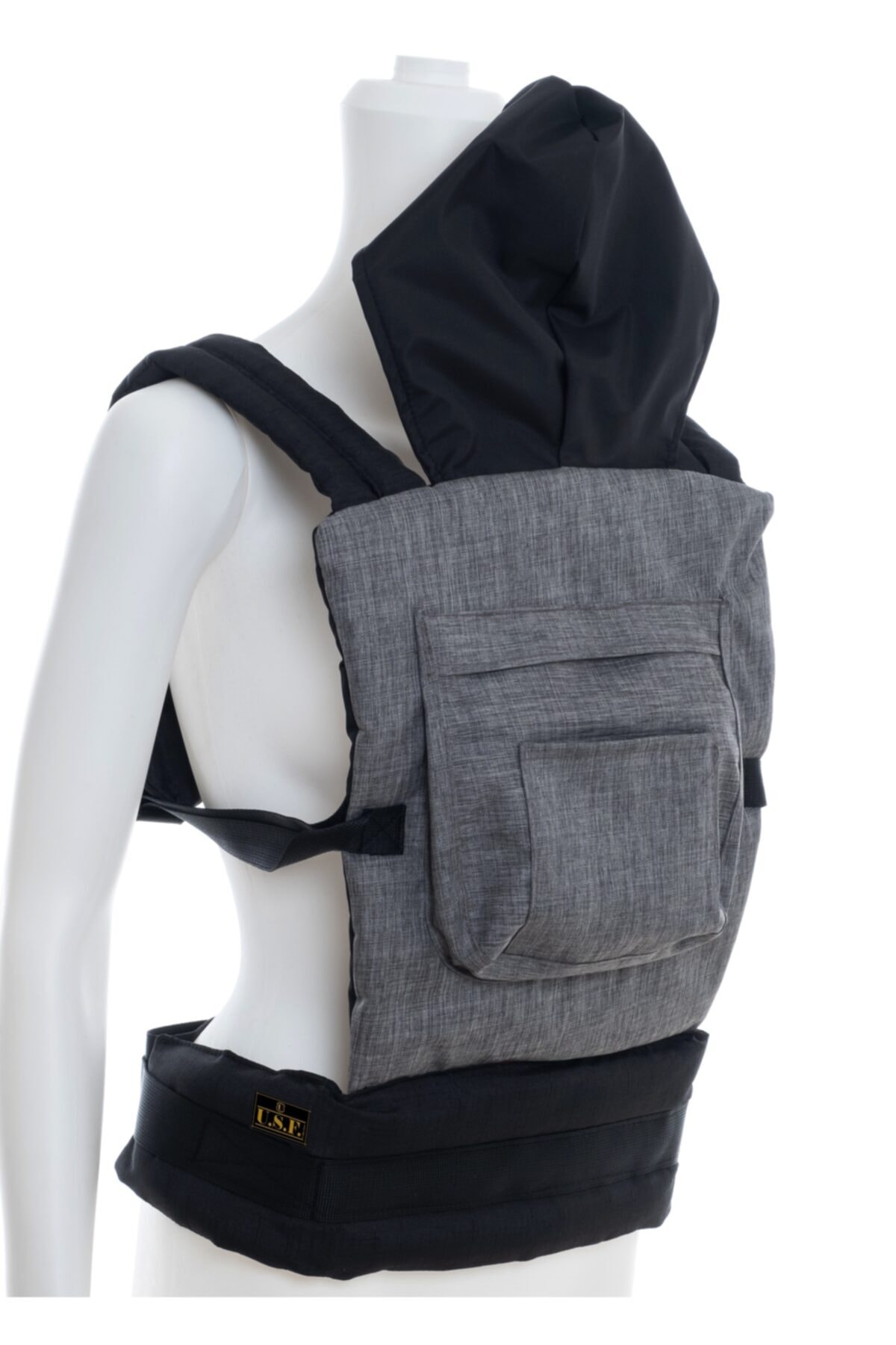 USF Ergonomik Lüx Bebek Kangurusu - Bebek Taşıma Kanguru Gri-siyah