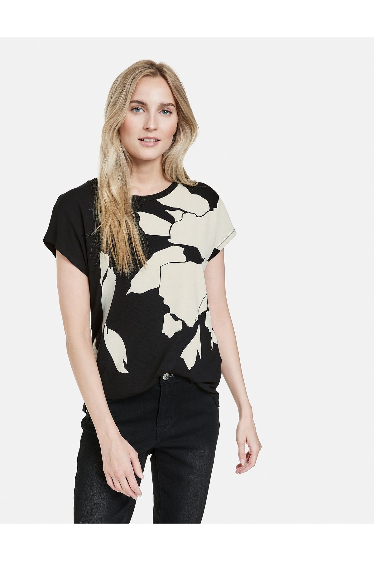 TAIFUN T-Shirt Aufdruck Rundhalsshirt - Trendyol mit Kurzarm