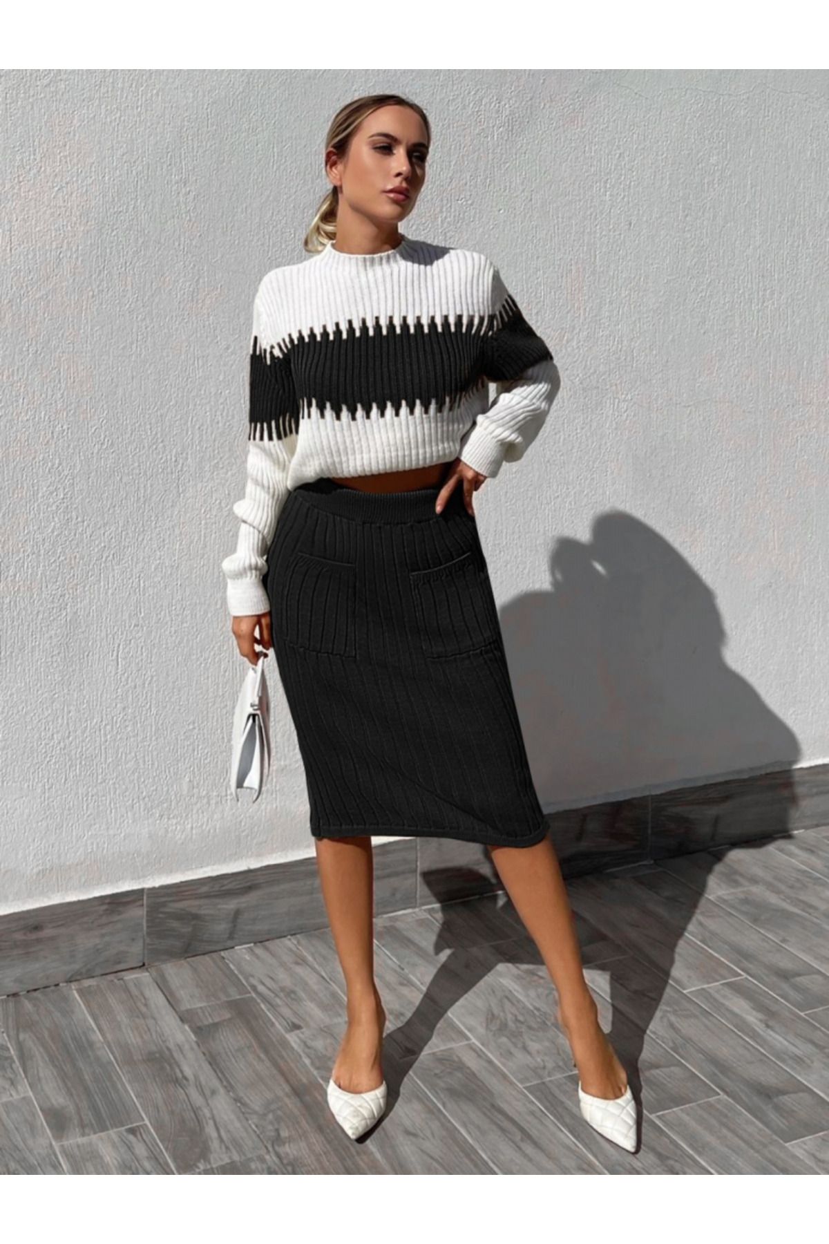 Bediva Women s Long Sleeve Knitwear Skirt Suit Trendyol