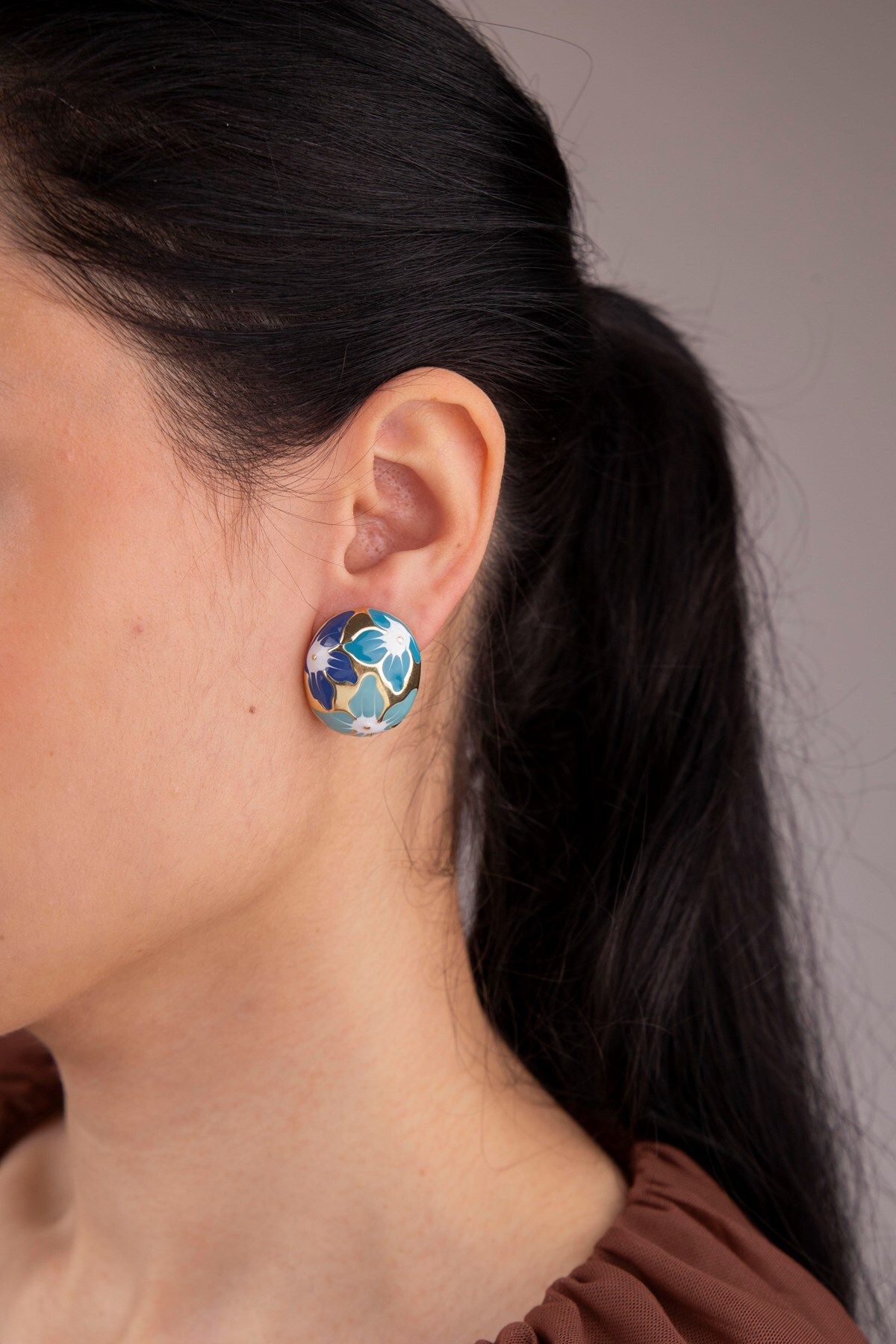 Navy blue sales and gold earrings