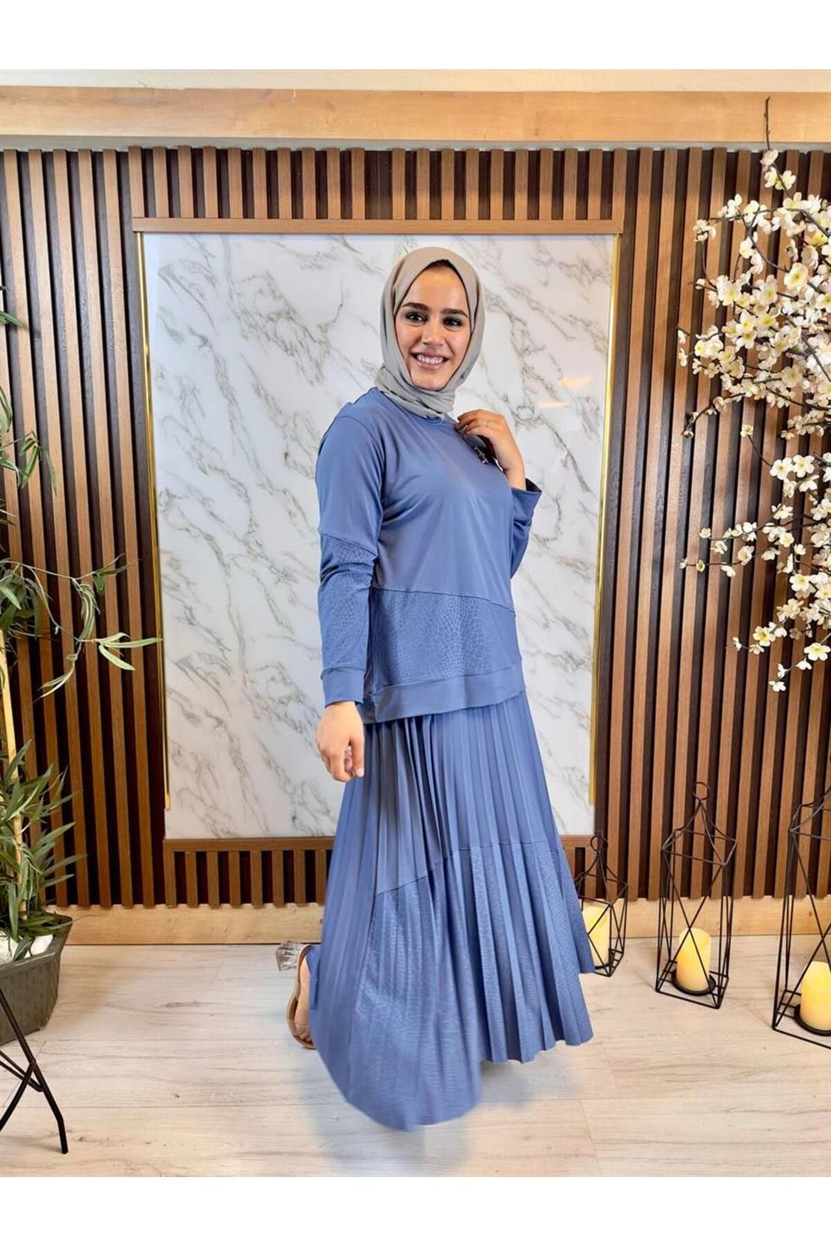 Blue skirt cheap suit outfit