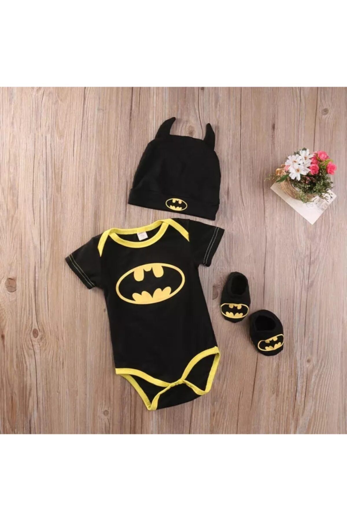 Little Sweet Things Erkek Bebek Siyah Batman Kostüm 3'lü