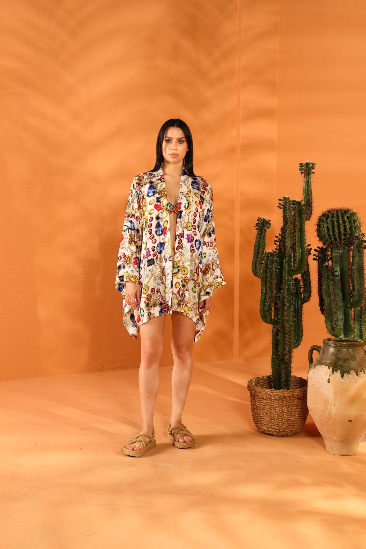 ELAF BEACHWEAR Kadın Kısa Kimono Pareo