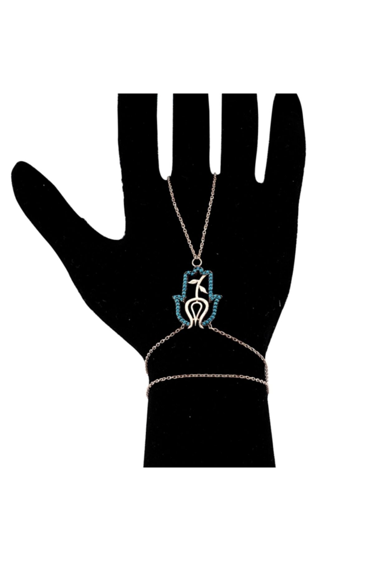 silverlina Gümüş Nano Zirkon Taşlı Fatma Ana Eli Şahmeran