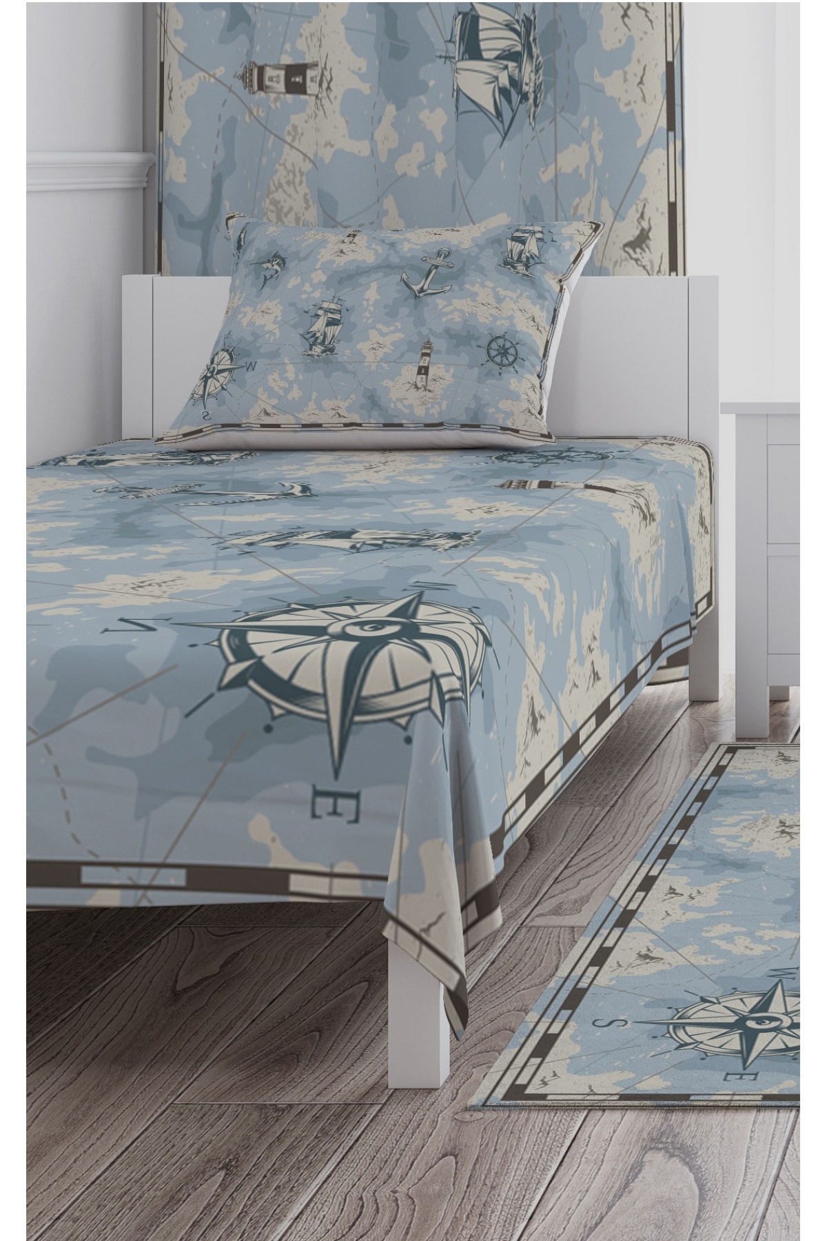 cici tasarim urunleri yatak ortusu pusula deniz gemi 140x220 fiyati yorumlari trendyol