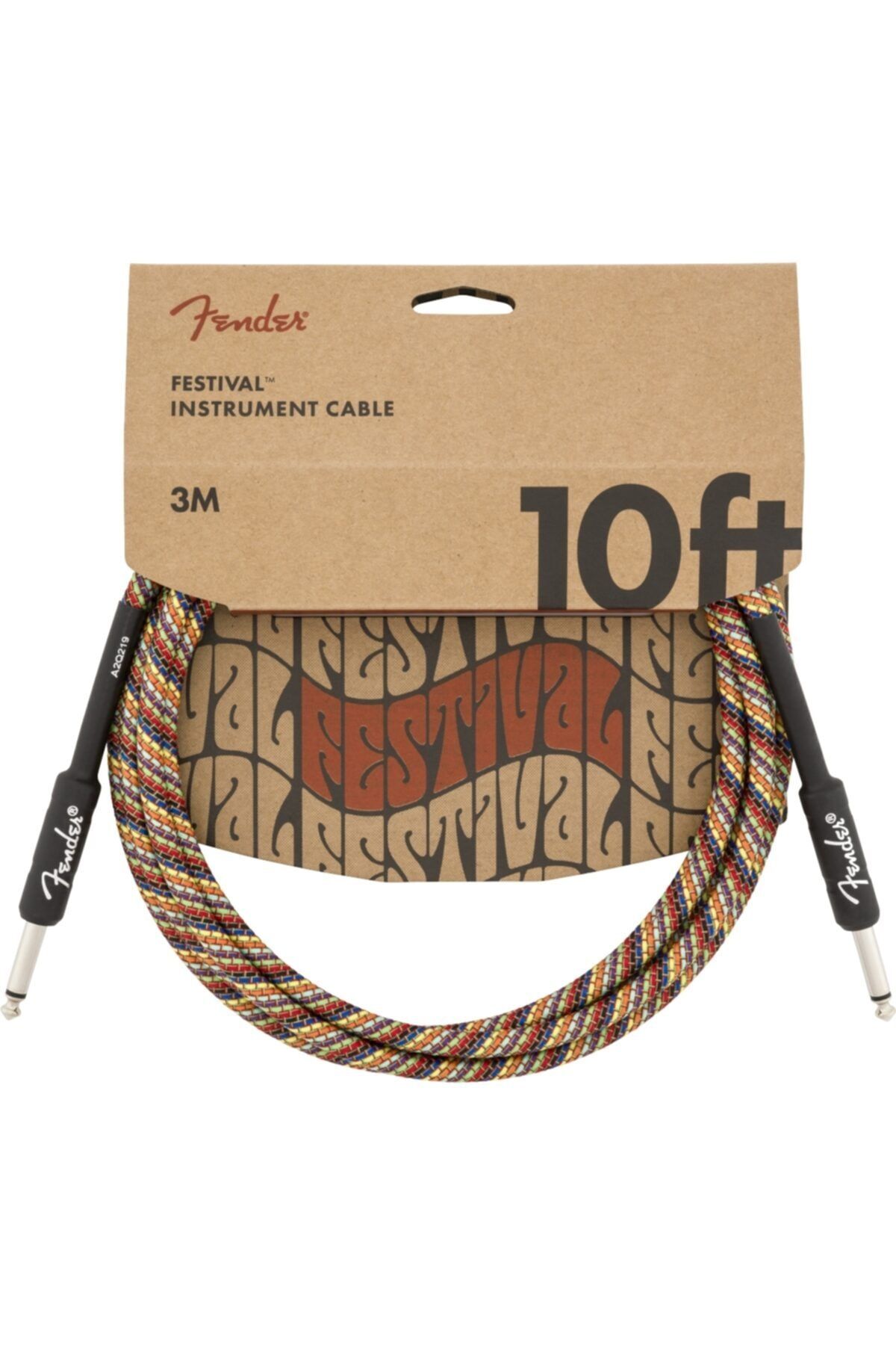 FENDER 10 Festival Instrument Cable Pure Hemp Rainbow Kablo 3 Metre