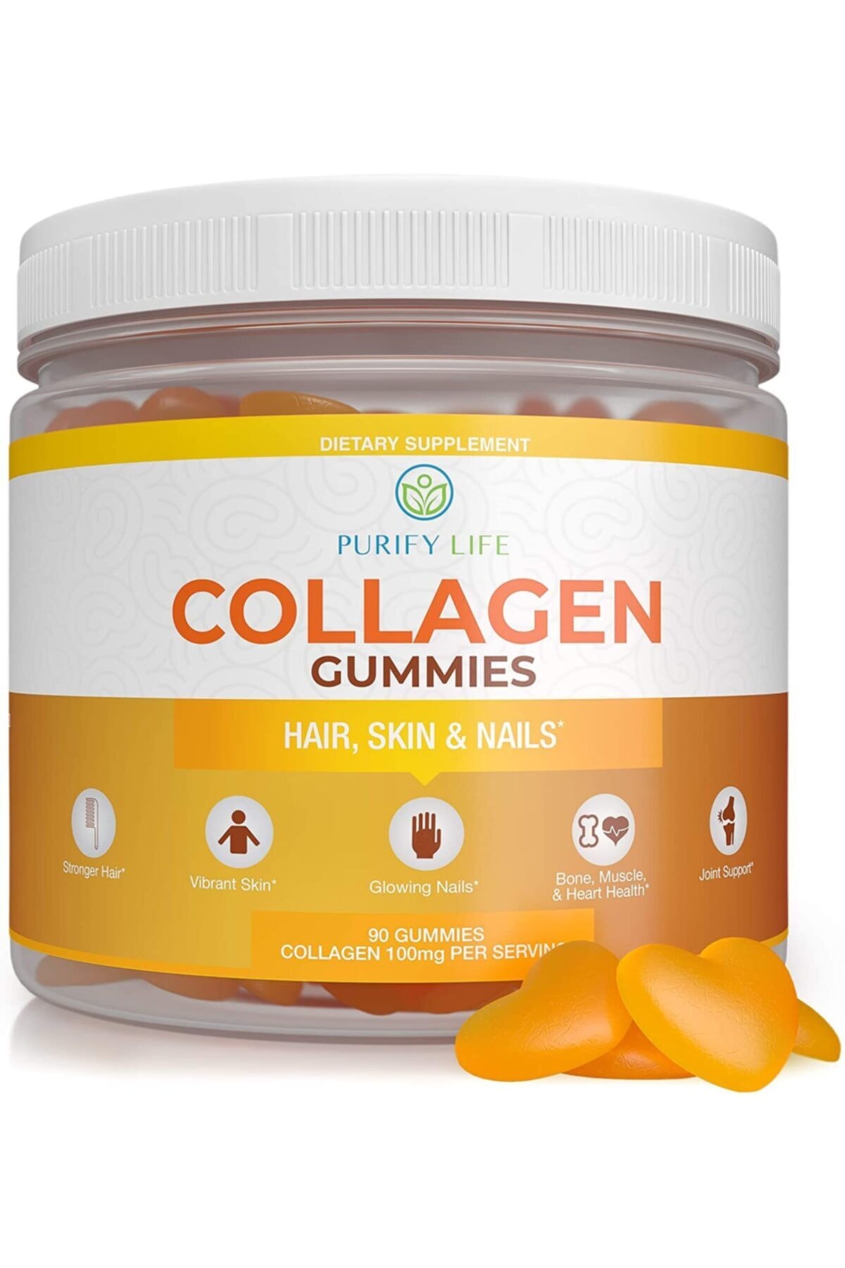 PURIFY LIFE Collagen Gummies For Men And Women's 90 Gummies 100mg