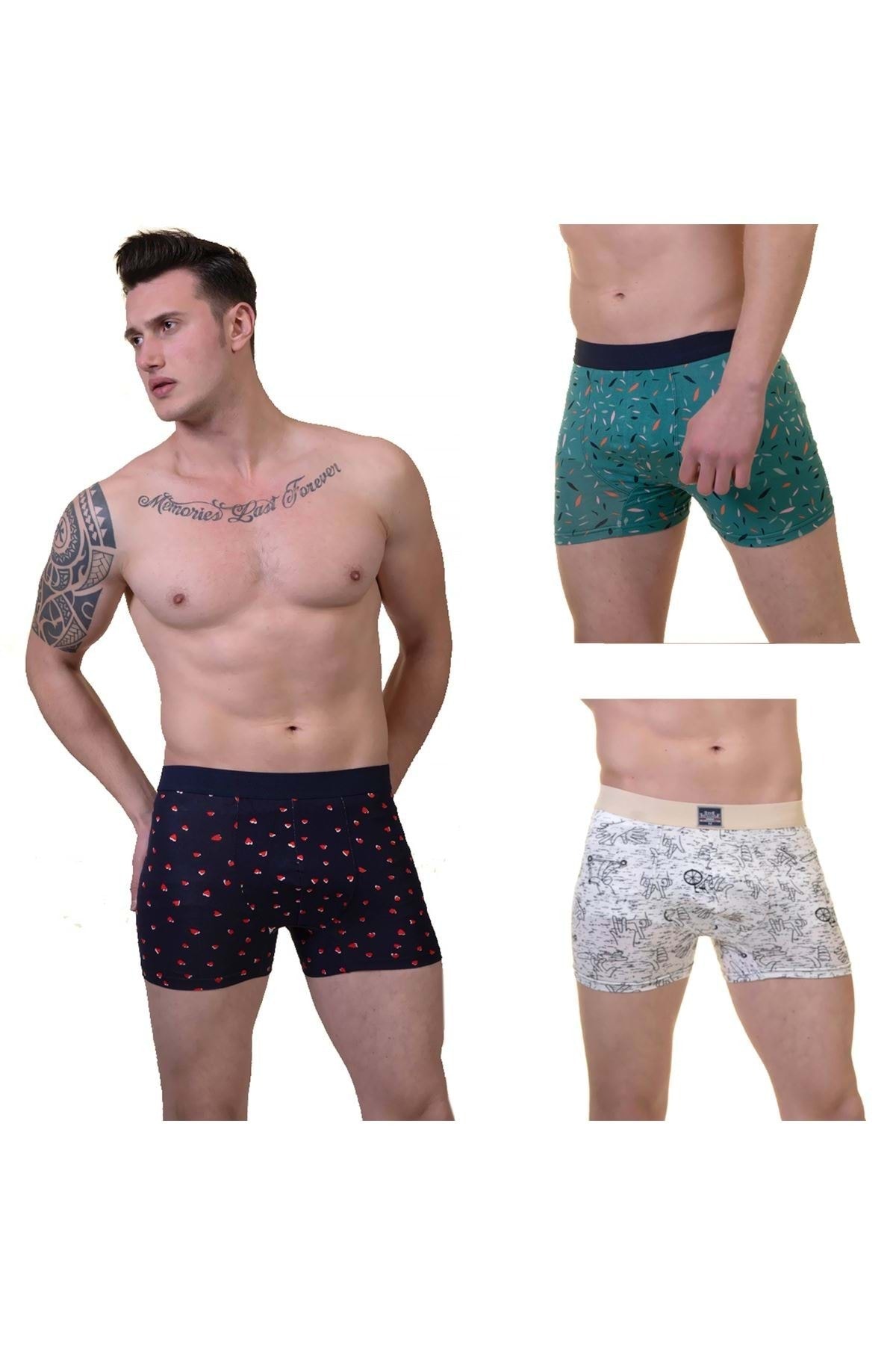 Exve Exclusive Erkek Boxer Brief Set Esnek Rahat Baksır Şort 3'lü