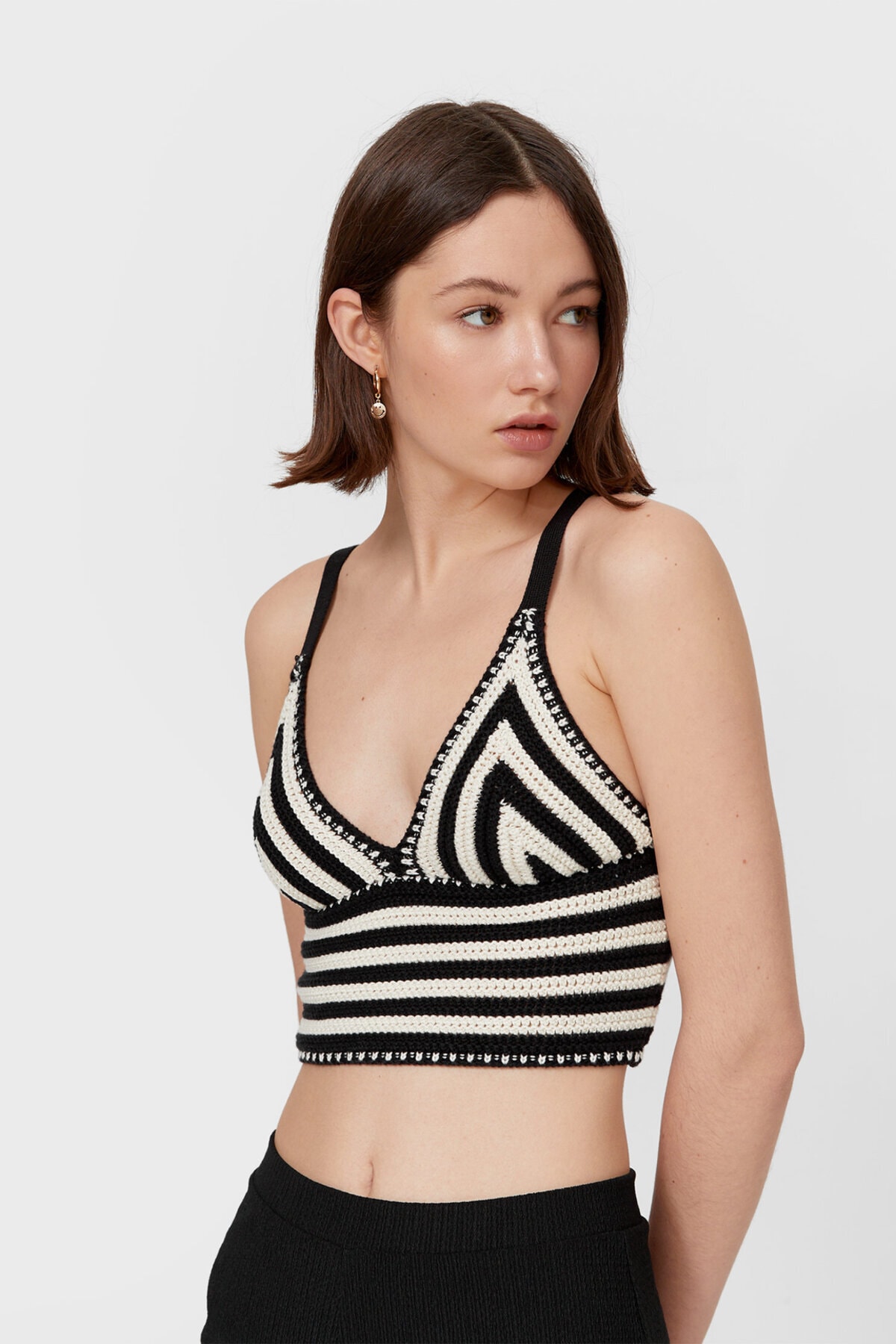 Stradivarius Kadın Siyah Çizgili Kroşe Bralet