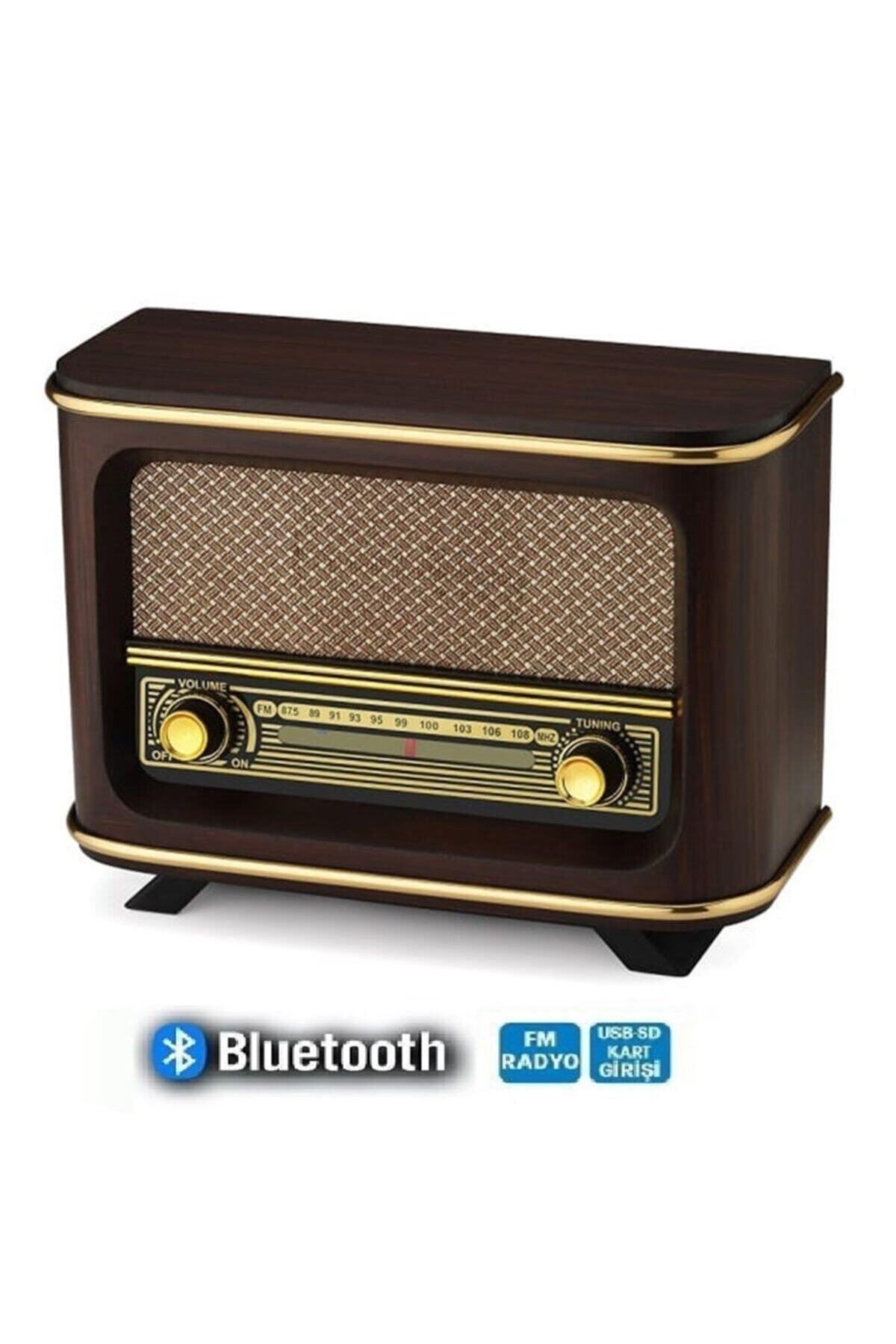 Turink Bluetoothlu Usb Aux Girişli Nostaljik Ahşap Radyo Istanbul Modeli Adaptör Pil