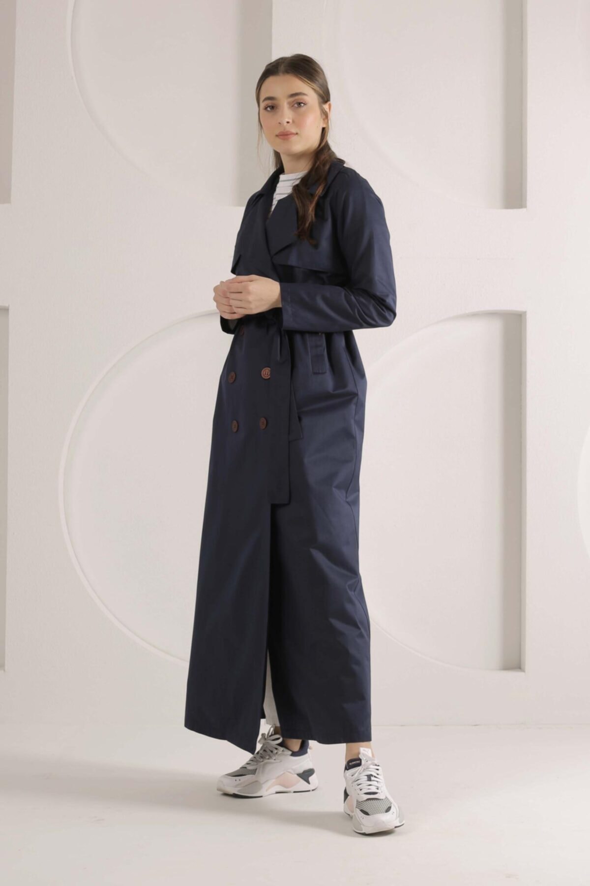 HEQA Kadın Lacivert Pardesü