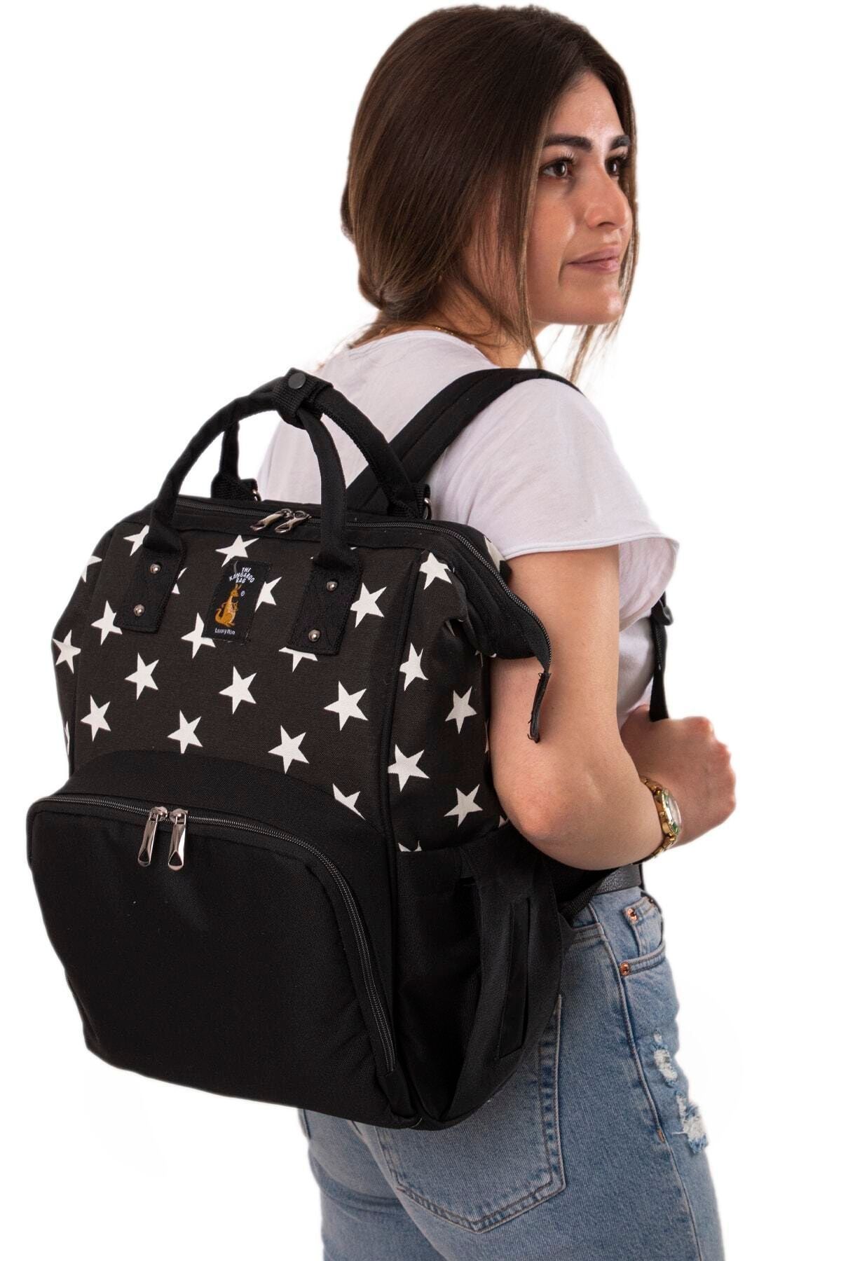 the kangaroo bag siyah yildizli luxury anne bebek bakim sirt cantasi fiyati yorumlari trendyol