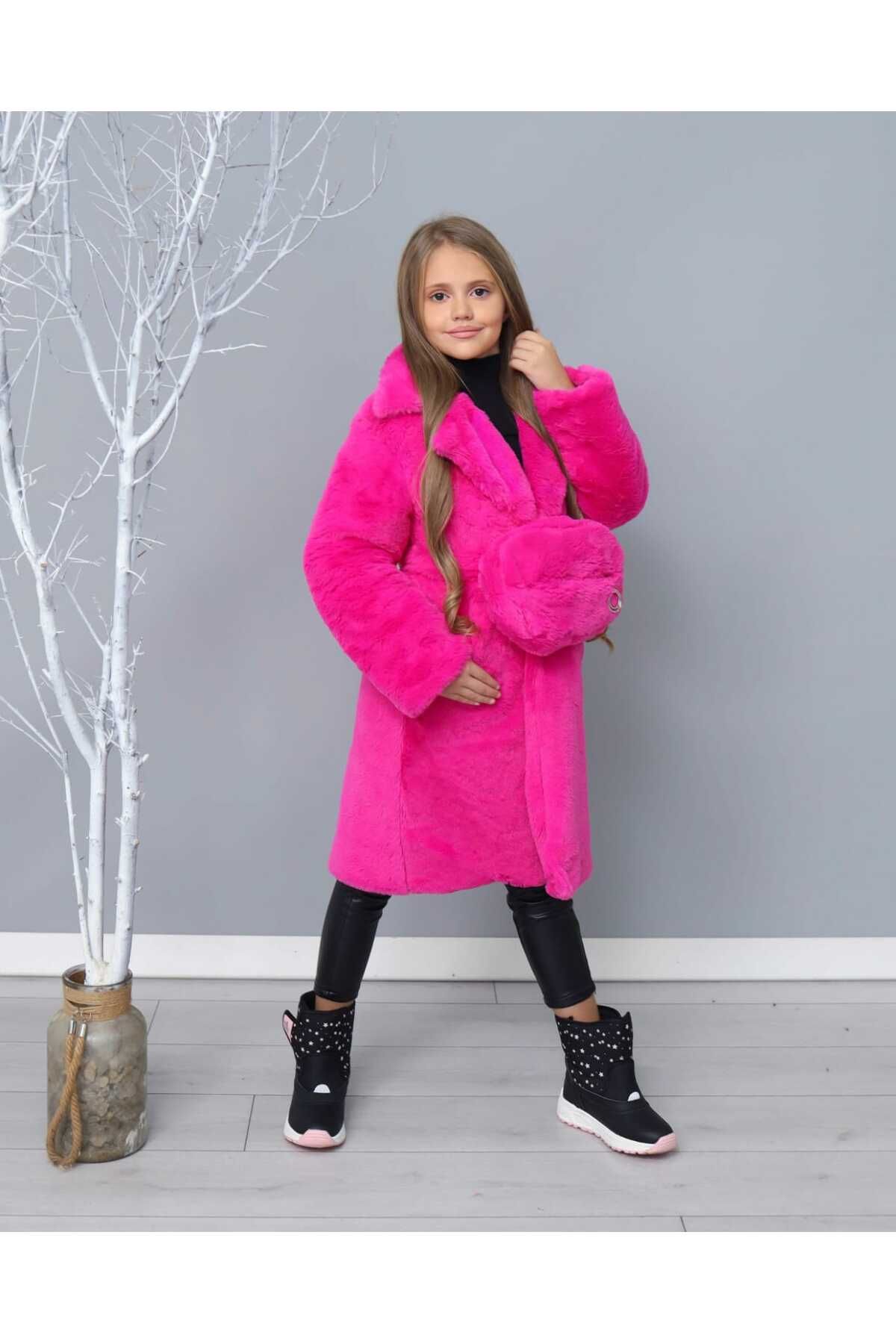 By Feyza Kids Collection GIRL FUR COAT WAIST BAG 2 PIECES