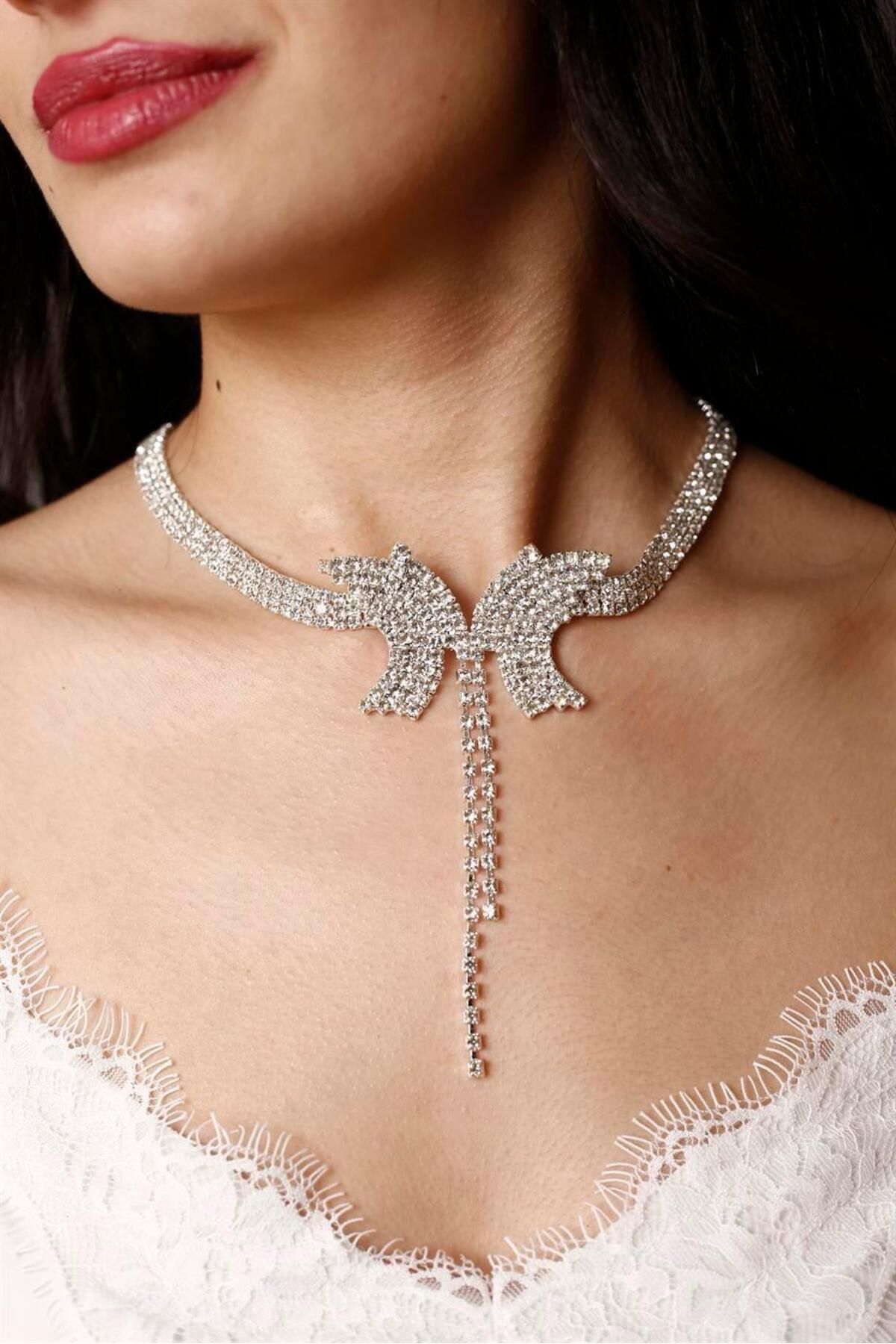 Butterfly hot sale choker silver