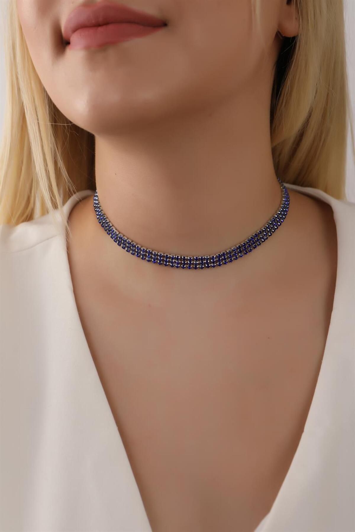 Blue stone online choker necklace