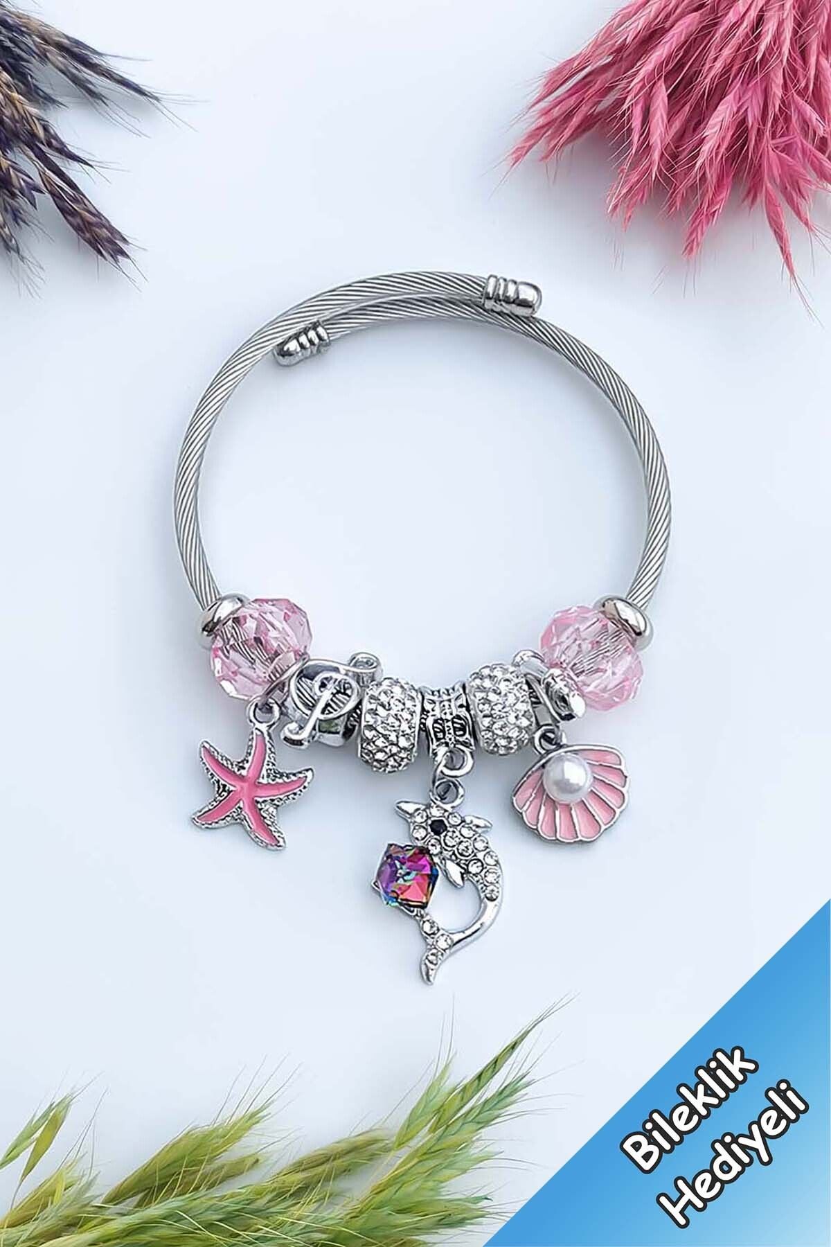 Stainless steel charm shop bracelet