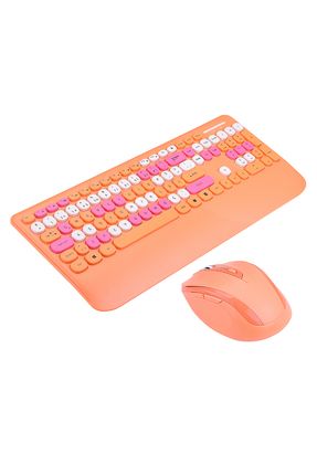 KM-6281 CANDY Renkli Tuşlu Turuncu Kablosuz Q Multimedia Klavye + Mouse Set Image 0