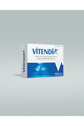 VİTENDİX L-Arjinin, Tip 1 Kollajen, Bromelain, Rutin, Kurkumin İçeren Takviye Edici Gıda, 30 Tablet Image 0