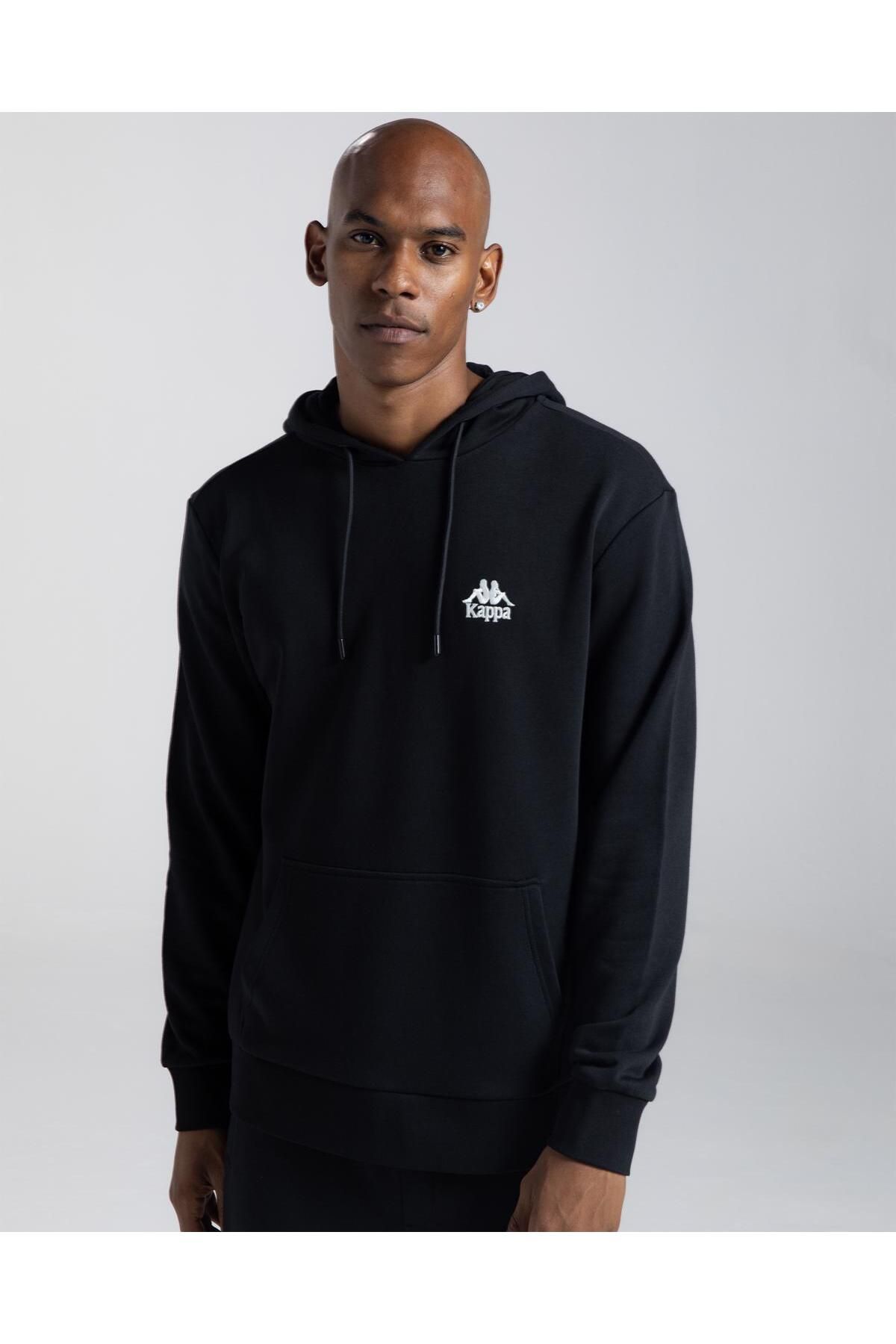 Black kappa hoodie mens top
