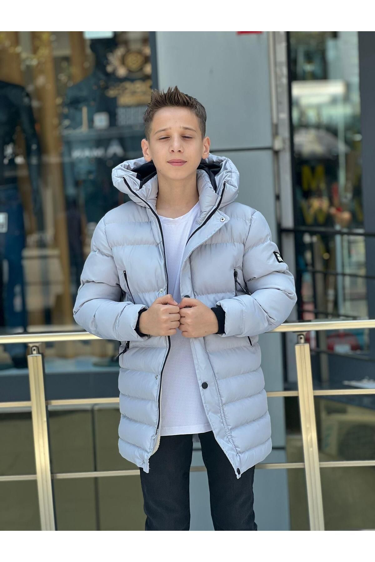 Kids long puffer sale coat