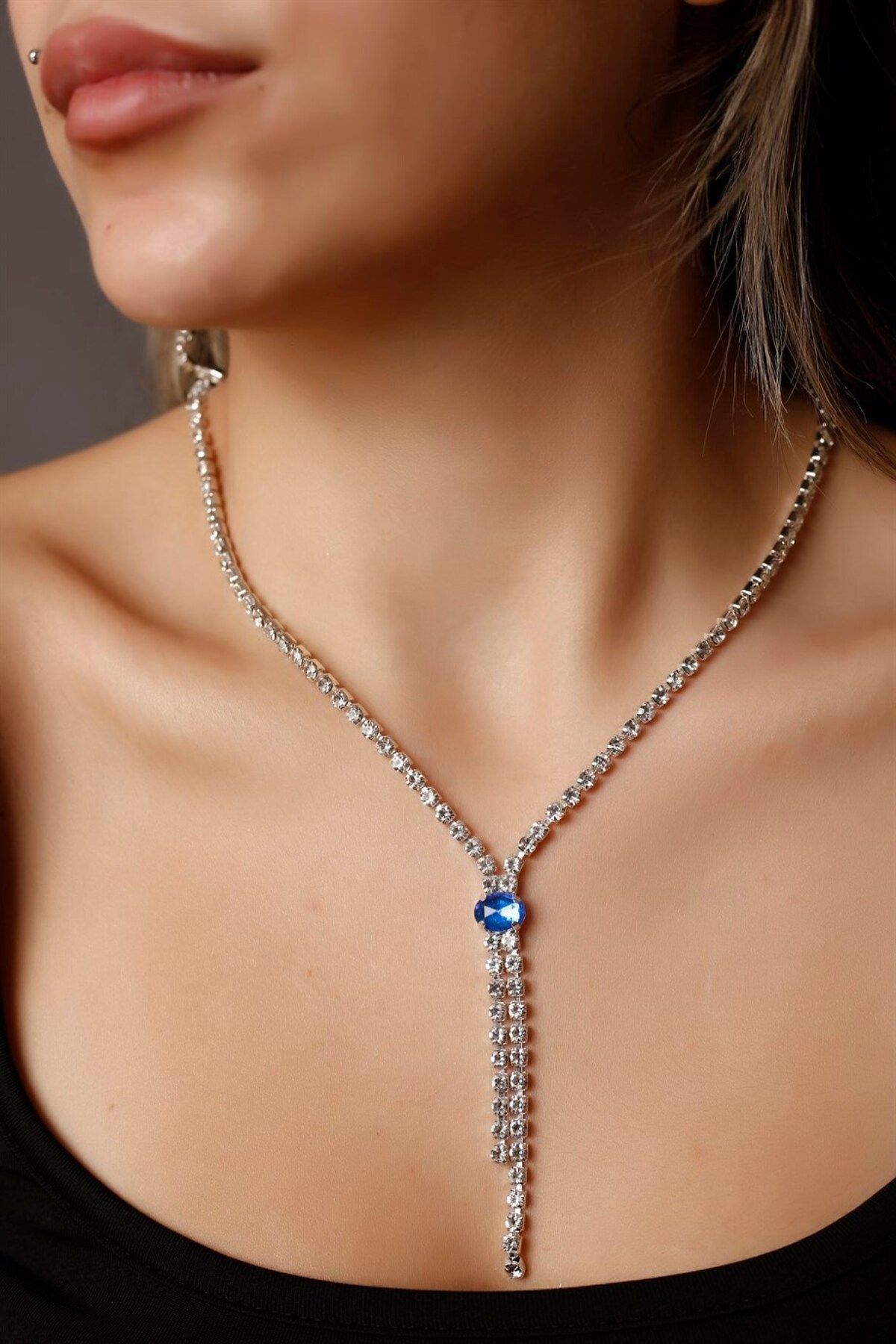Choker necklace new arrivals with blue stone