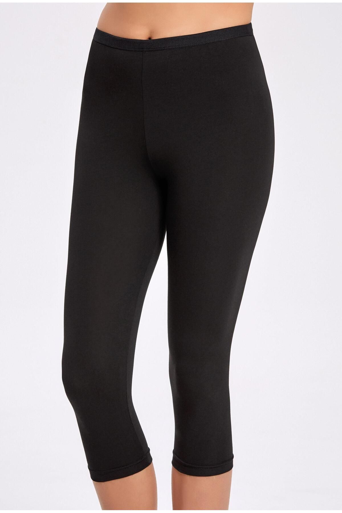 Arma Yildiz Women S Black Combed Lycra Capri Short Tights - Trendyol