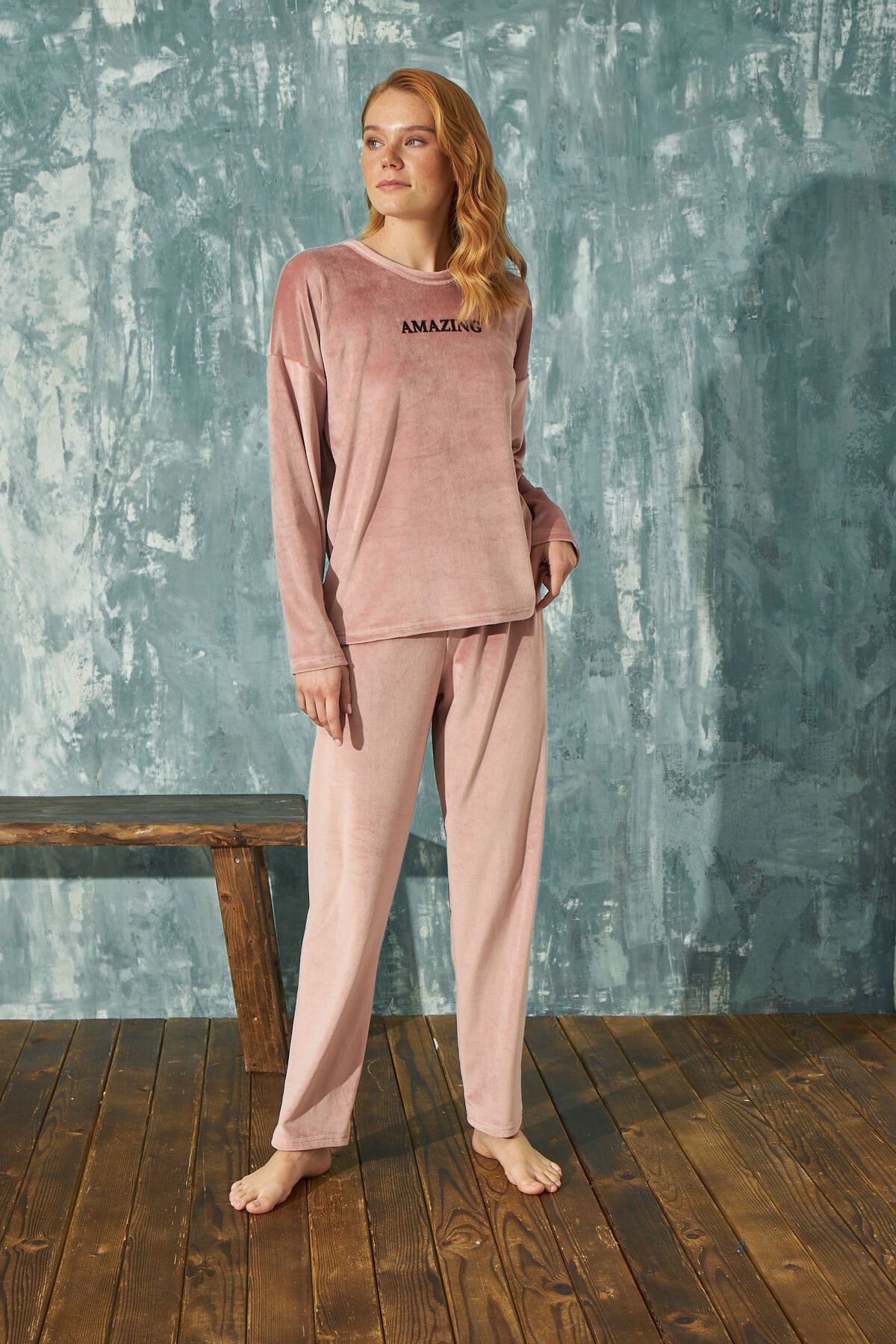 Meba Powder Pink Amazing Long Sleeve Exclusive Winter Velvet