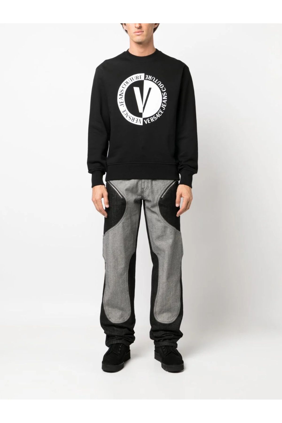 Gianni Versace Jeans Couture Big Logo Printed Black Sweatshirt